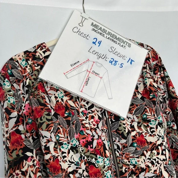 CJ Banks Zipper Front Floral Patterened Blouse - Picture 4 of 7